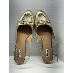 Dune London Women's Sz 40 (US 9-9.5)Hippity Snaffle Trim Slingback Shoes In Gold